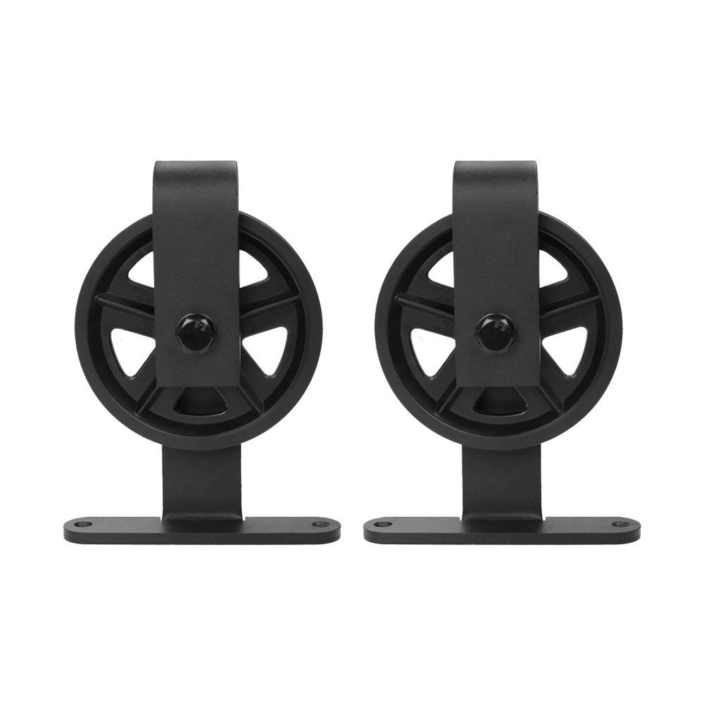 5 ft./60 in. Top Mount Big Wheel Black Barn Style Sliding Door Track and Hardware Set for Single Door - Super Arbor
