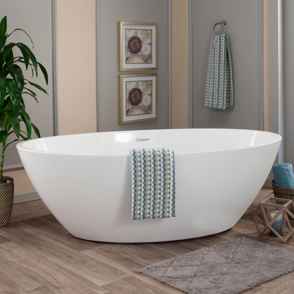 Jolie 69 in. Acrylic Flatbottom Non-Whirlpool Soaking Bathtub in White - Super Arbor