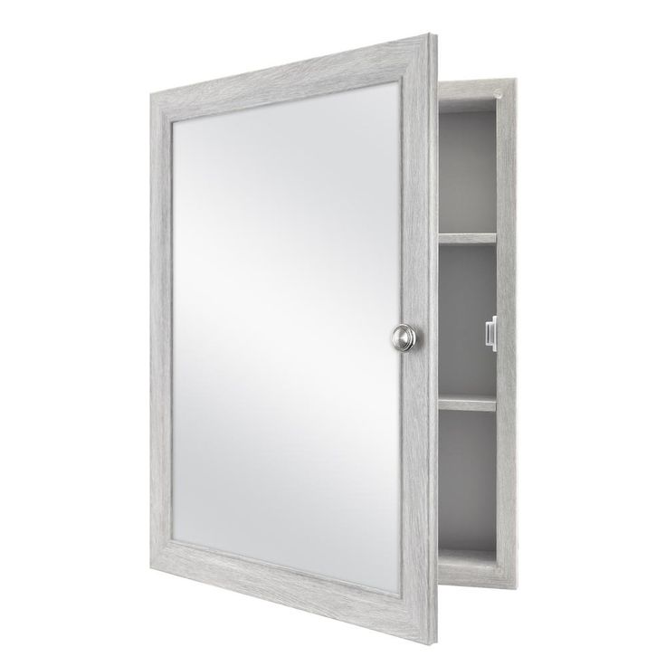 20 in. x 26 in. Recessed or Surface Mount Framed Medicine Cabinet in Gray