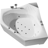 59 in. Acrylic Center Drain Corner Alcove Whirlpool Bathtub in White - Super Arbor