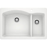 DIAMOND Dual Mount Granite Composite 33 in. 1-Hole 70/30 Double Bowl Kitchen Sink in White