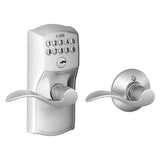 Camelot Satin Nickel Electronic Door Lock with Accent Door Lever - Super Arbor