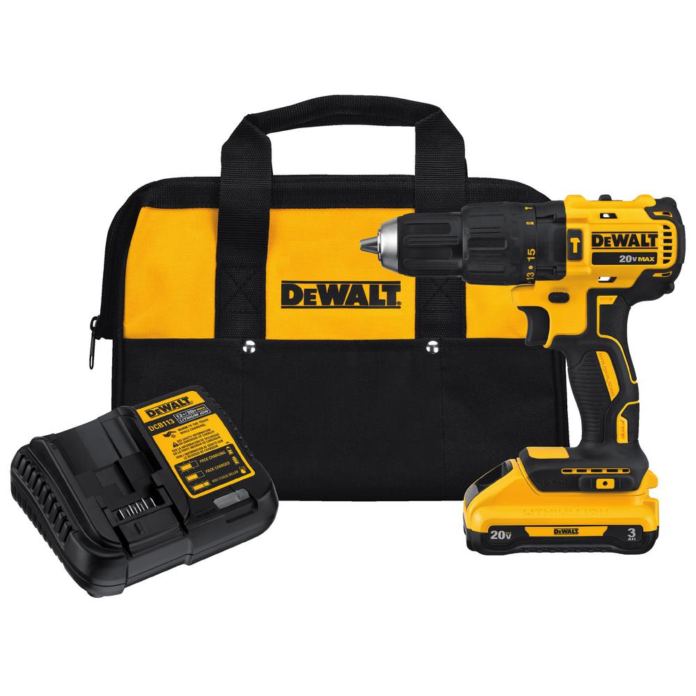 20-Volt Max Lithium-Ion Cordless Brushless 1/2 in. Compact Hammer Drill with Bonus  20-Volt Adapter for 18-Volt Tools - Super Arbor