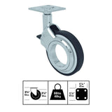 2-3/8 in. Polyurethane Hub-Free Chrome and Black Designer Swivel Caster with Brake and 88 lbs. Load Capacity (4-Pack) - Super Arbor
