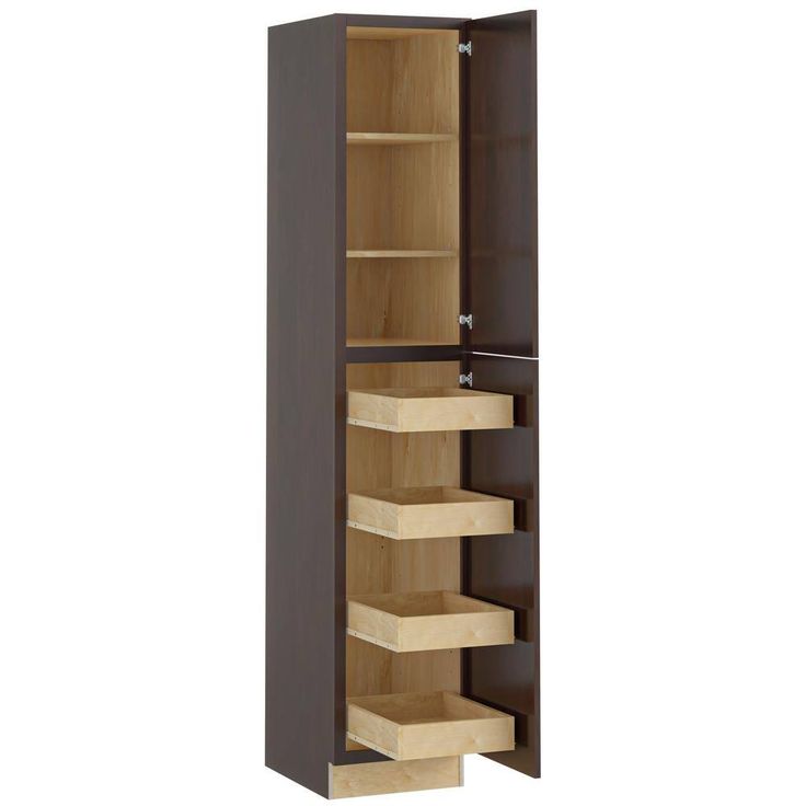 Home Decorators Collection Newport 18 in. W x 24 in. D x 90 in. H Assembled Plywood Pantry Kitchen Cabinet in Manganite with 4ROT Soft Close RH