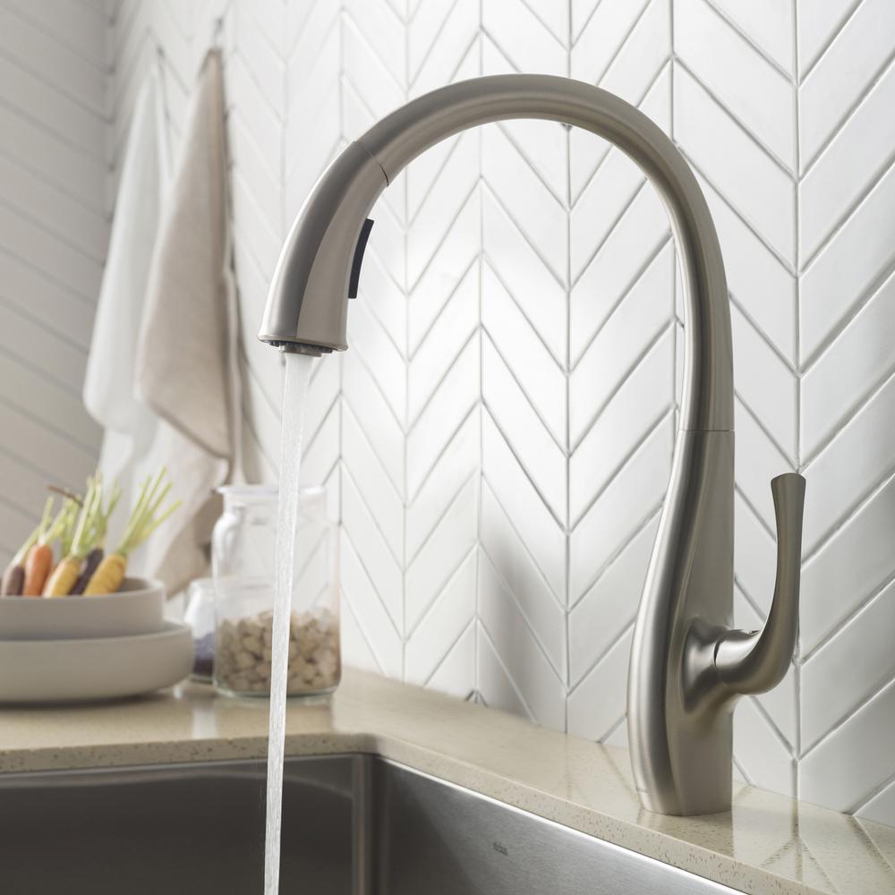 Spot Free Ansel Single-Handle Pull-Down Sprayer Kitchen Faucet in All-Brite Stainless Steel - Super Arbor