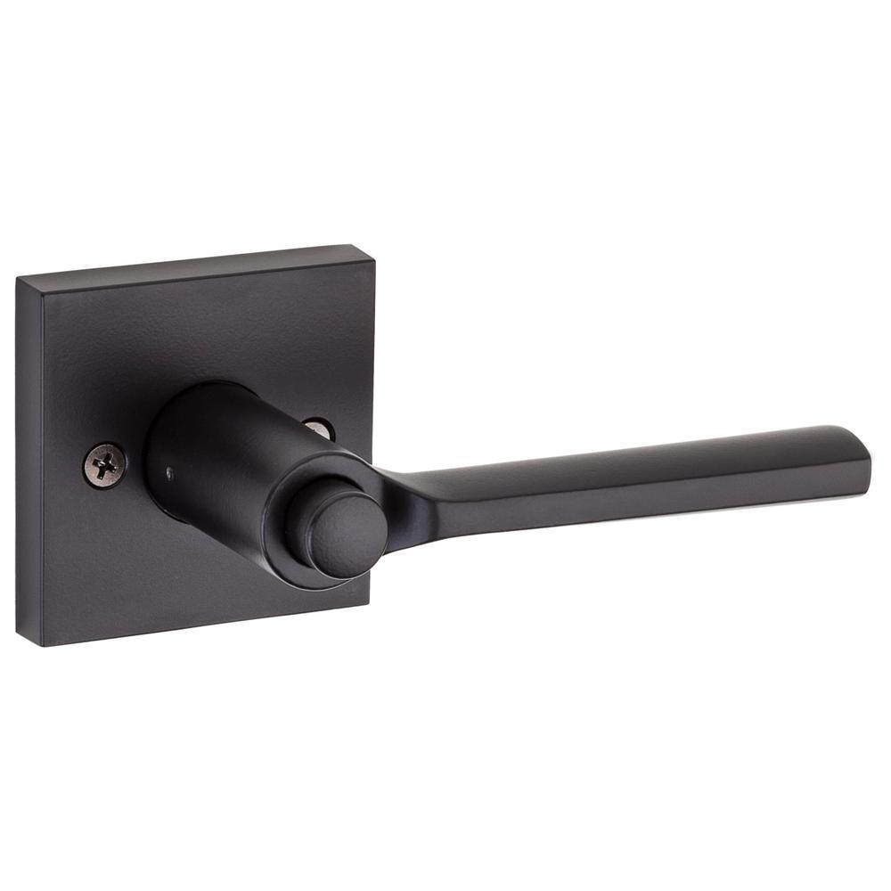 Lisbon Iron Black Square Exterior Entry Door Lever featuring SmartKey Security - Super Arbor