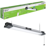 40 in. 64-Watt Equivalent Integrated LED Black Brushed Nickel Shop Light with Bluetooth Speakers 3500 Lumens 4000K