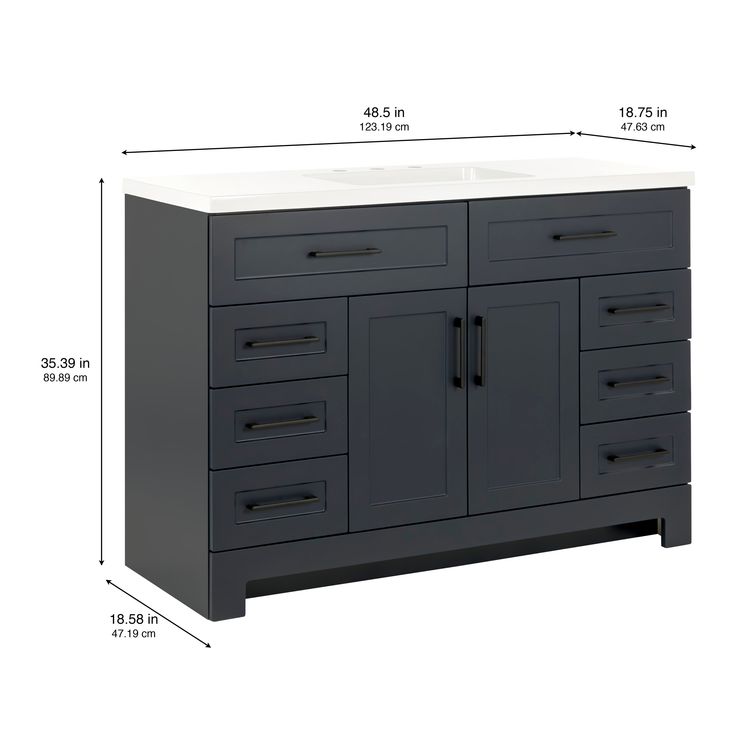 Style Selections Cauley 48-in Deep Blue Single Sink Bathroom Vanity with White Cultured Marble Top