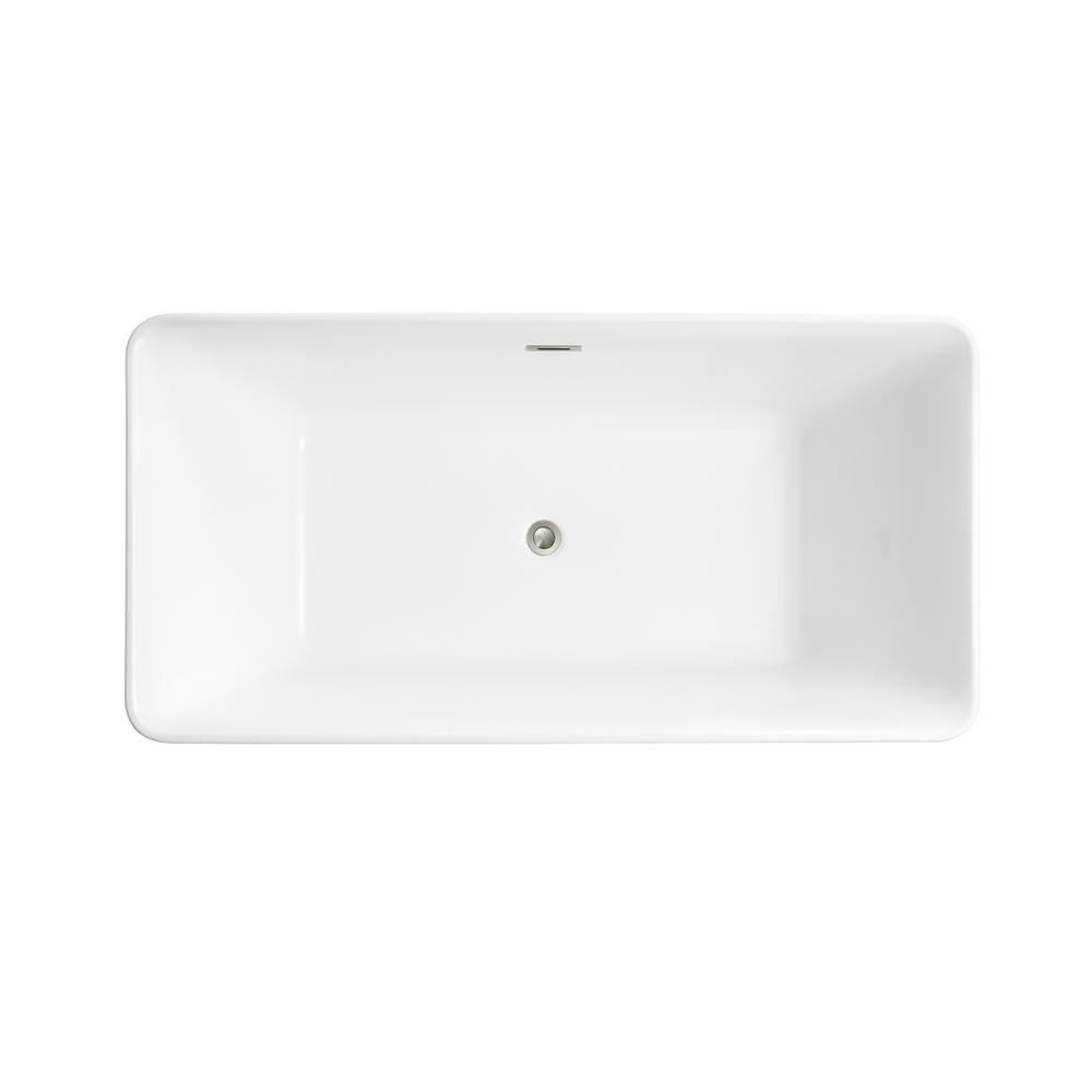 Draco 59 in. Acrylic Double Ended Flatbottom Non-Whirlpool Bathtub in White - Super Arbor