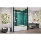 Enigma-XO 55-59 in. W x 62 in. H Fully Frameless Sliding Tub Door in Polished Stainless Steel