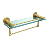 Fresno 16 in. L  x 5 in. H  x 5 in. W Clear Glass Bathroom Shelf with Vanity Rail and Towel Bar in Polished Chrome - Super Arbor
