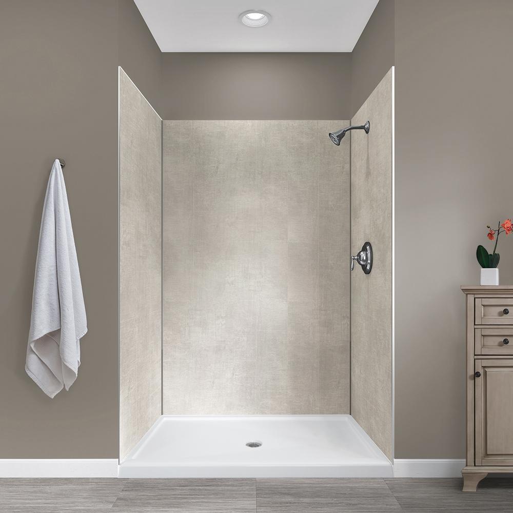 Jetcoat 32 in. x 60 in. x 78 in. 5-Piece Easy-up Adhesive Alcove Shower Surround in White Subway - Super Arbor
