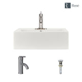 Porcelain Vessel Sink in Biscuit with 7009 Faucet and Pop-Up Drain in Chrome - Super Arbor