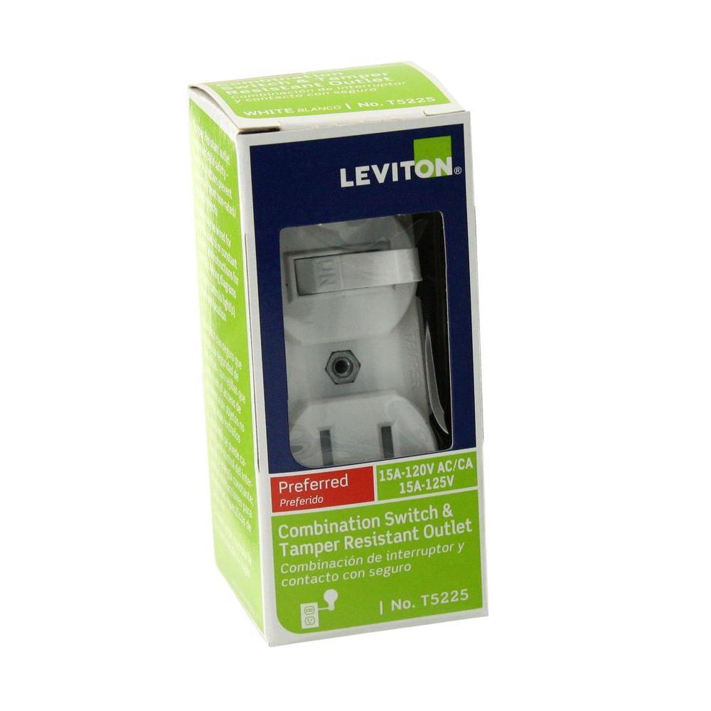 15 Amp Tamper-Resistant Combination Switch and Outlet, White - Super Arbor
