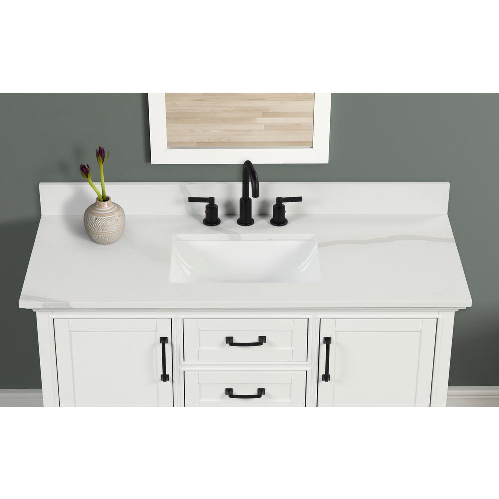 43 in. W x 22 in. D x 0.75 in. H Quartz Vanity Top in Statuario White with White Basin - Super Arbor