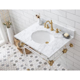 Empire 30 in. Acrylic Wash Stand with Satin Brass P-Trap Kit, Faucet, Marble Counter Top, and White Basin - Super Arbor