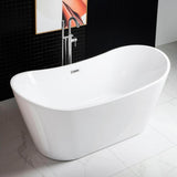 Ravella 67 in. Acrylic Flat Bottom Double Slipper Soaking Bathtub with Chrome Drain and Overflow Included in White - Super Arbor