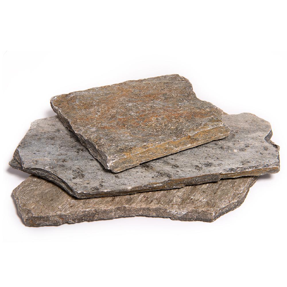 16 in. x 12 in. x 2 in. 120 sq. ft. Silver Quartzite Natural Flagstone for Landscape, Gardens and Pathways - Super Arbor