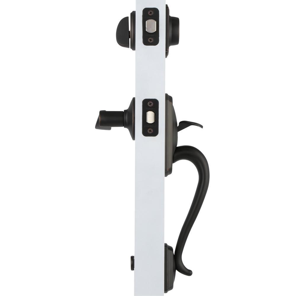 Camelot Aged Bronze Single Cylinder Deadbolt with Accent Lever Door Handleset - Super Arbor