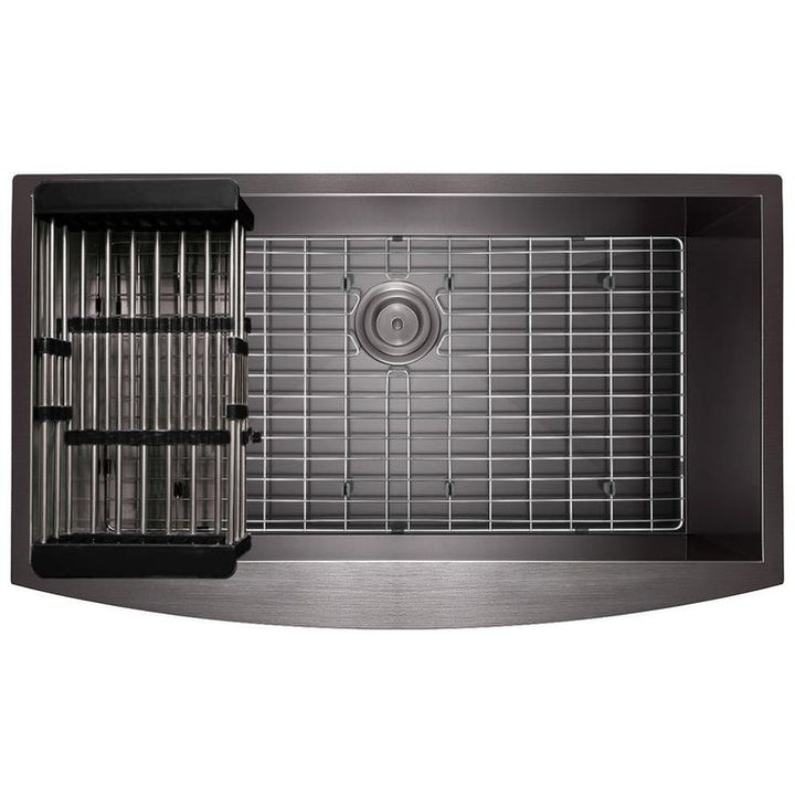 All-in-One Matte Black Finished Stainless Steel 30 in. x 20 in. Farmhouse Apron Mount Kitchen Sink with Pull-down Faucet