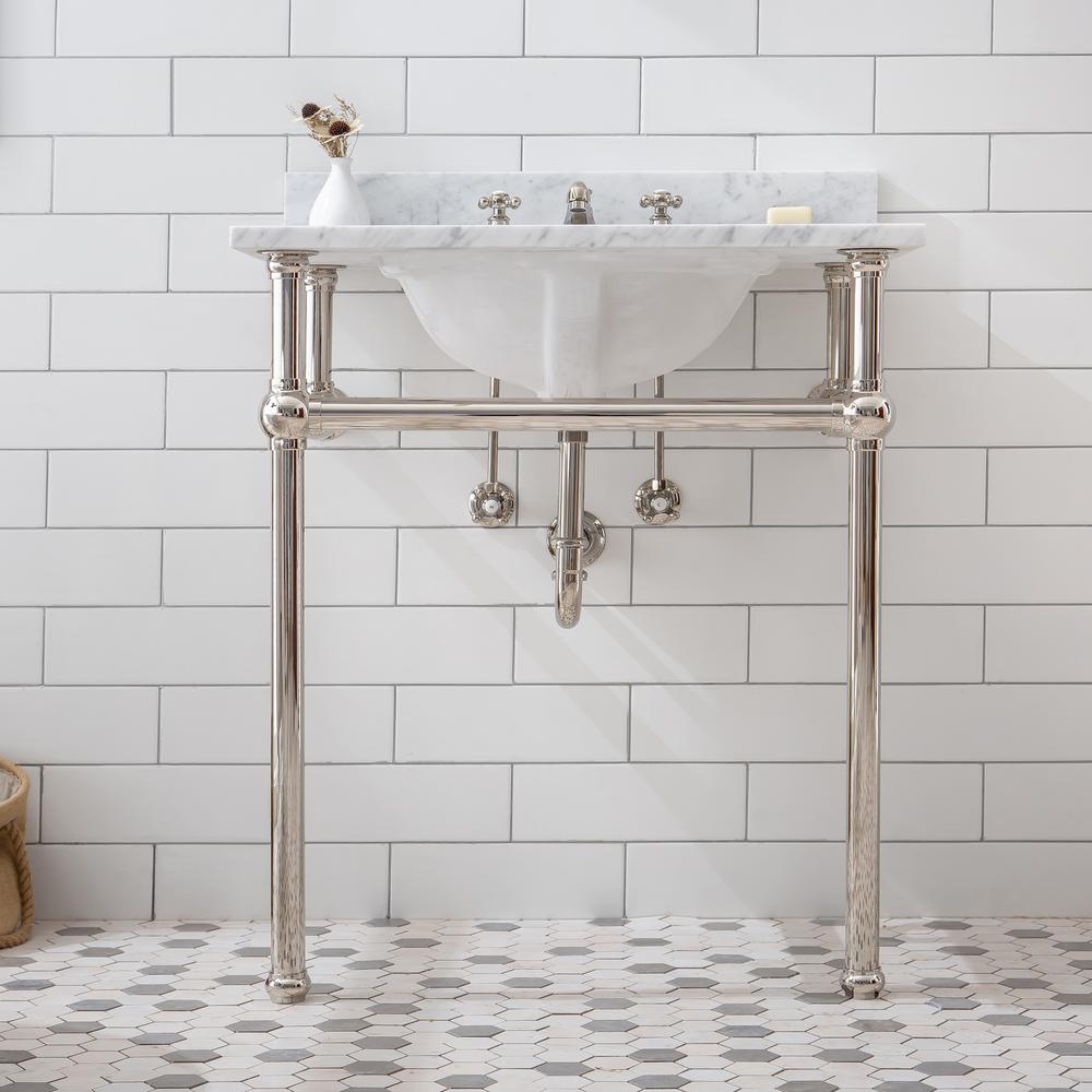 Embassy 30 in. Brass Wash Stand Legs with Polished Nickel Connectors - Super Arbor