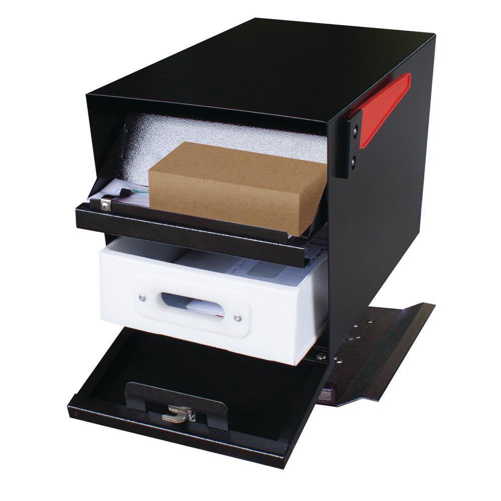 Mail Manager PRO Locking Post Mount Mailbox with High Security Reinforced Patented Locking System, Black - Super Arbor