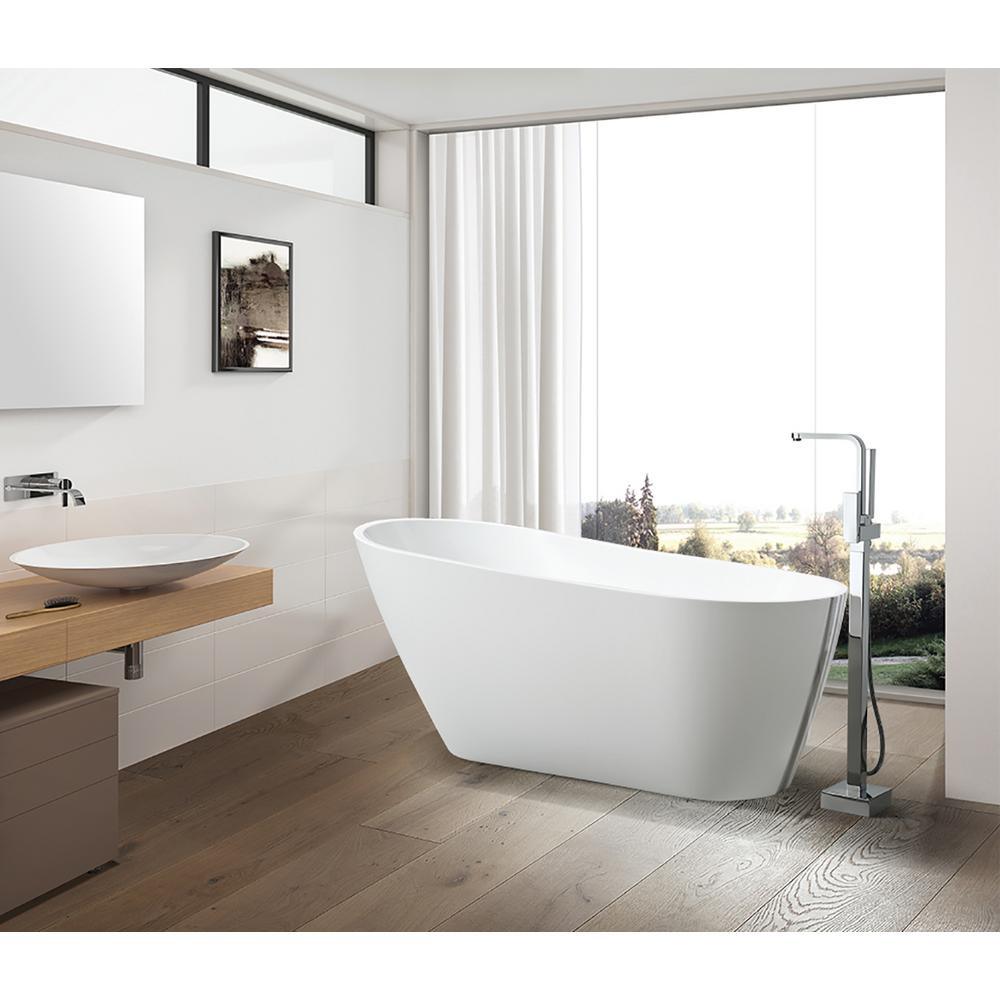 Bourges 55 in. Acrylic Flatbottom Bathtub in White - Super Arbor