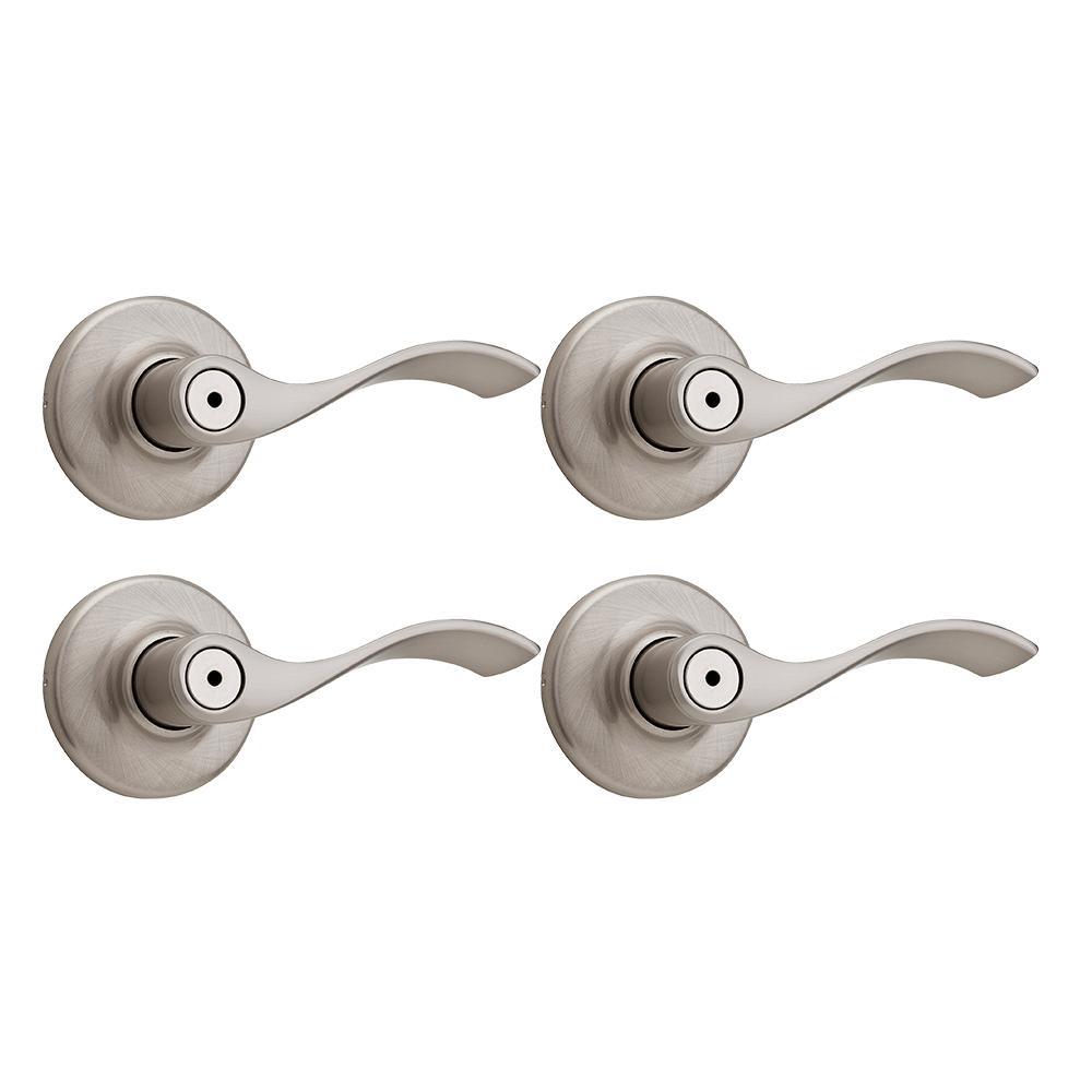 Balboa Satin Nickel Privacy Bed/Bath Door Lever with Microban Antimicrobial Technology - Super Arbor