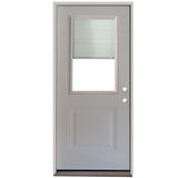 36 in. x 80 in. 1-Panel 1/2 Lite Mini-Blind Primed White Steel Prehung Front Door - Super Arbor