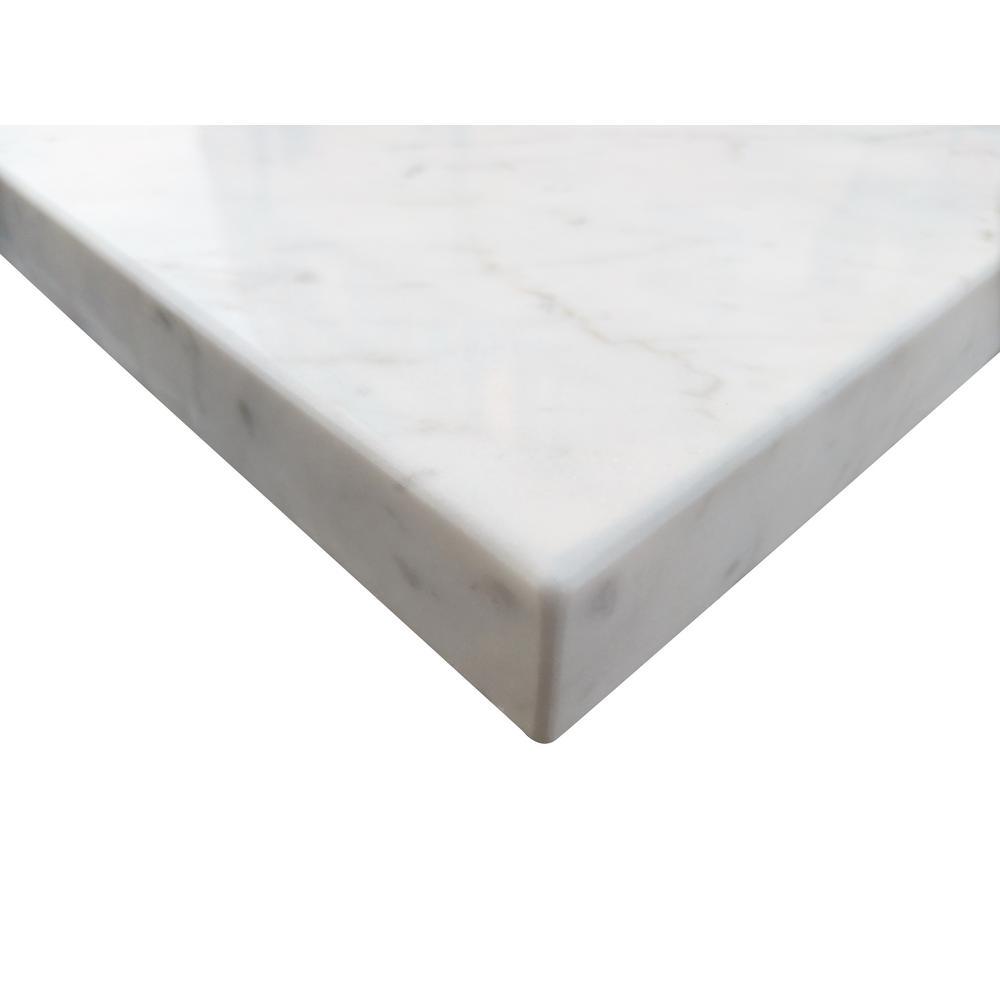 61 in. W x 22 in. D x 1 in. H Bianco Carrara White Marble Double Basin Vanity Top with White Basins - Super Arbor