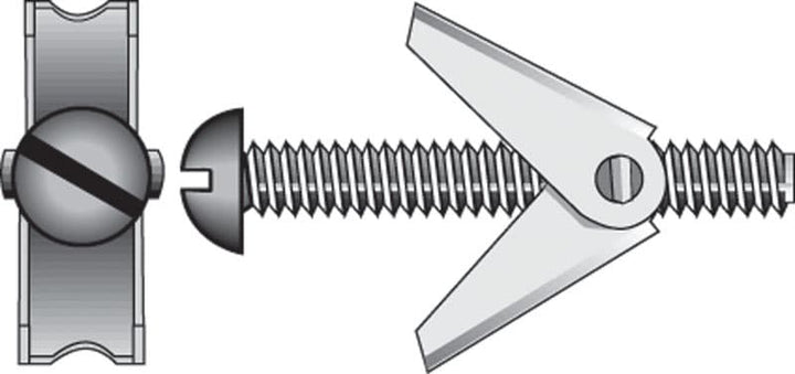 Hillman 1/8 in. Diameter x 3 in. Length Round Steel Toggle Bolt, Zinc-Plated, 15-Pack