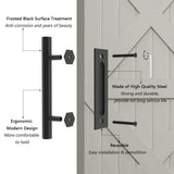 10 in. Black Hexagon Pull and Flush Sliding Barn Door Handle Set - Super Arbor