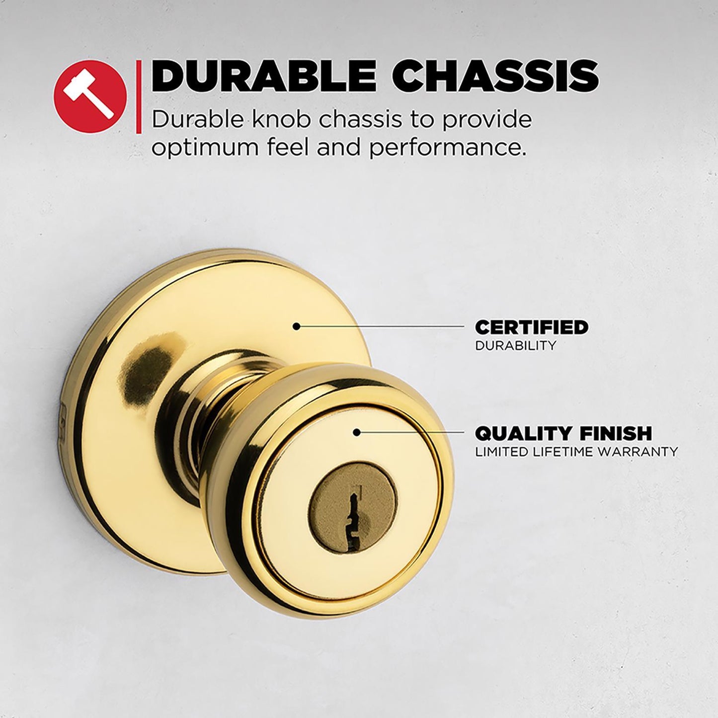 Kwikset Tylo Polished Brass Entry Lock and Double Cylinder Deadbolt, ANSI/BHMA Grade 3, 1-3/4 in.