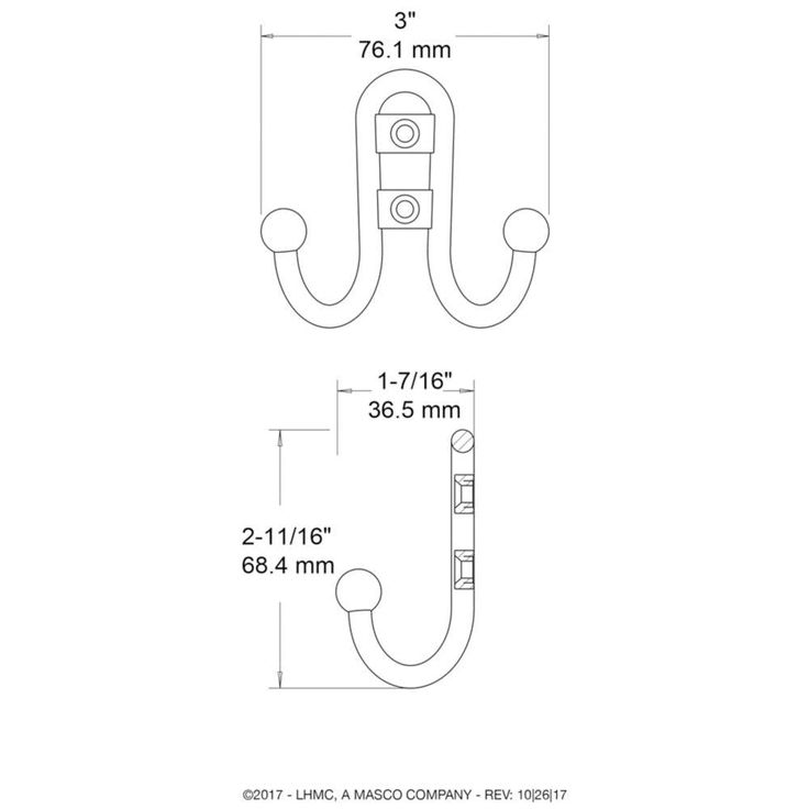2-7/10 in. Satin Nickel Ball End Double Wall Hook (4-Pack)