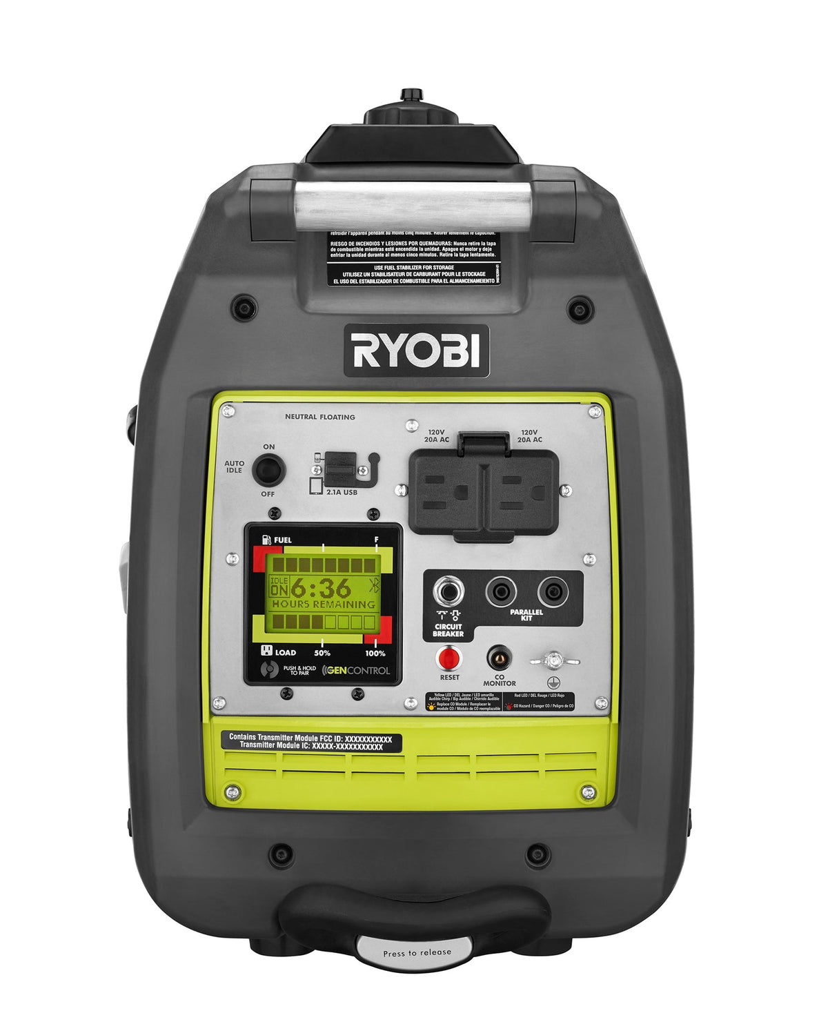 RYOBI 2,300-Watt Recoil Start Bluetooth Super Quiet Gasoline Powered Digital Inverter Generator with CO Shutdown Sensor