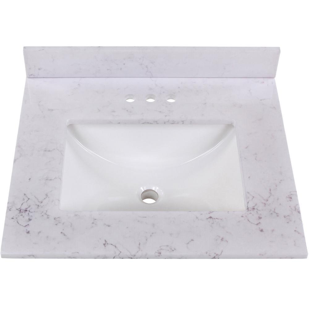 37 in. W x 22 in. D Stone Effects Vanity Top in Cold Fusion with White Sink - Super Arbor