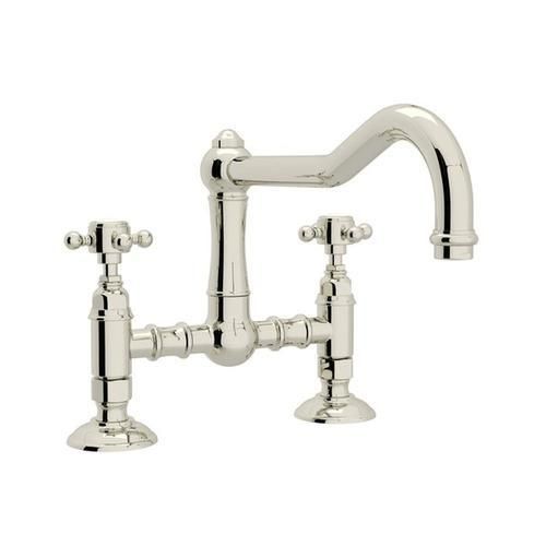 Rohl Italian Kitchen Acqui Polished Nickel 2-Handle Deck-Mount Bridge Handle Kitchen Faucet