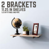 1/2 in. Black Pipe 12 in. L Wall Mounted Shelf Bracket Kit (2-Pack)