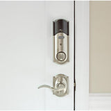 Camelot Satin Nickel Connect Smart Door Lock with Alarm and Accent Door Lever - Super Arbor