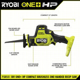 RYOBI ONE+ HP 18V Brushless Cordless Compact One-Handed Reciprocating Saw (Tool Only)