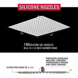 3-Spray Patterns 12 in. Ceiling Mount Rainfall Fixed Shower Head with Silicone Nozzle in Chrome - Super Arbor