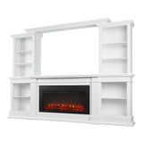 Monte Vista 108 in. Freestanding Electric Fireplace TV Stand in White - Super Arbor
