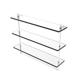 Foxtrot 22 in. L  x 18 in. H  x 5 in. W 3-Tier Clear Glass Bathroom Shelf with Towel Bar in Satin Nickel - Super Arbor