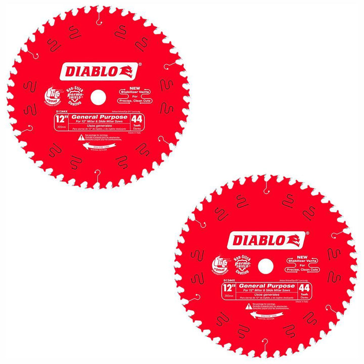 12 in. x 44-Teeth General Purpose Saw Blade (2-Pack) - Super Arbor