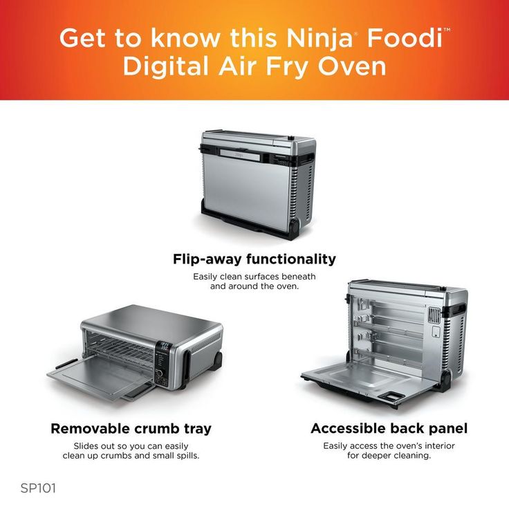 Stainless Steel Foodi Digital Air Fry Oven, Convection Oven, Toaster, Air Fryer, Flip-Away for Storage