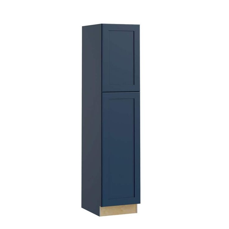 Home Decorators Collection Newport 18 in. W x 24 in. D x 84 in. H Assembled Plywood Pantry Kitchen Cabinet in Mythic Blue with Soft Close LH