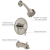Eastport Single-Handle 1-Spray Tub and Shower Faucet in Satin Nickel (Valve Included) - Super Arbor