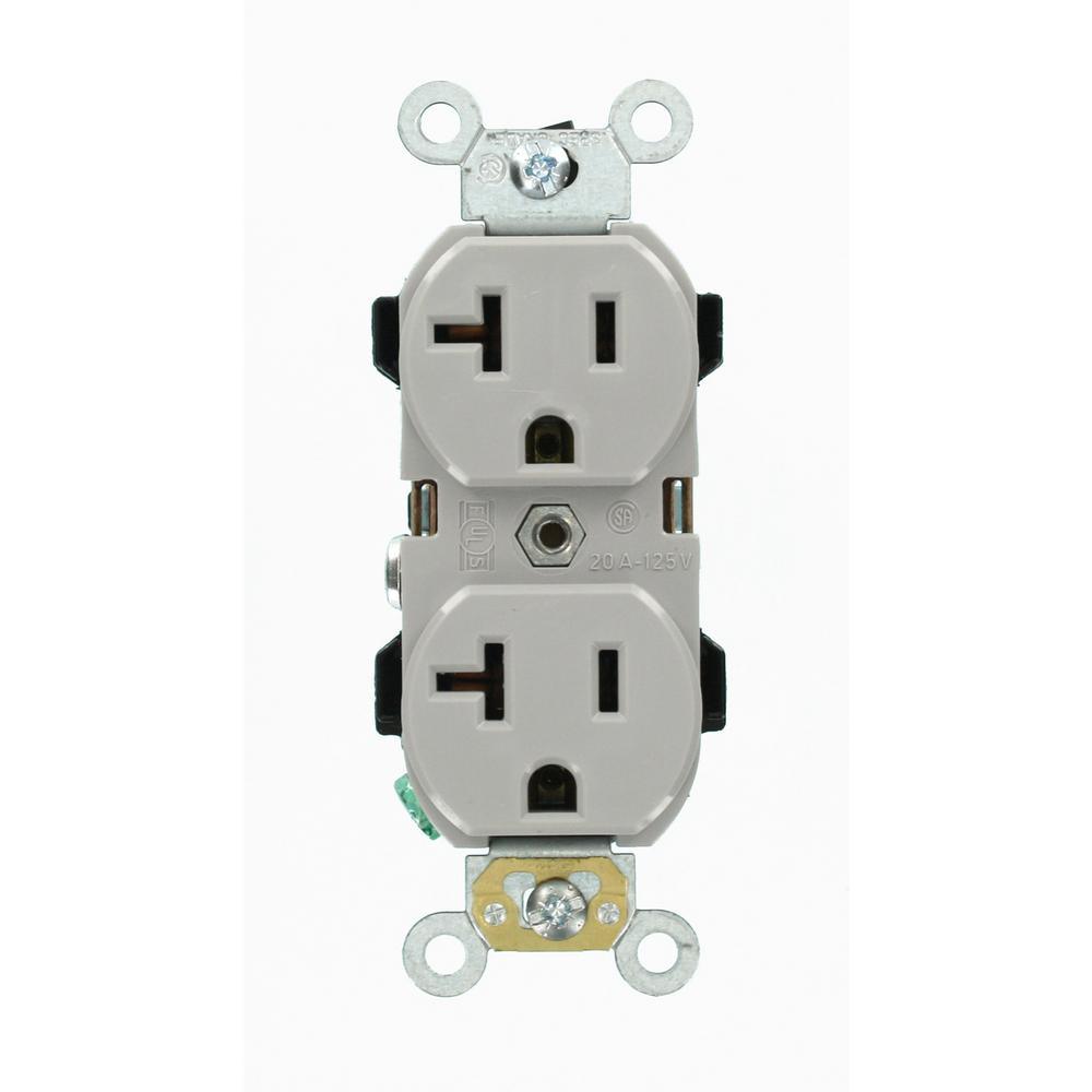 20 Amp Industrial Grade Heavy Duty Self Grounding Duplex Outlet, Ivory - Super Arbor