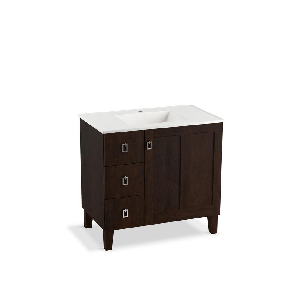 Ceramic/Impressions 37 in. Single Faucet Hole Vitreous China Vanity Top with Basin in White Impressions - Super Arbor